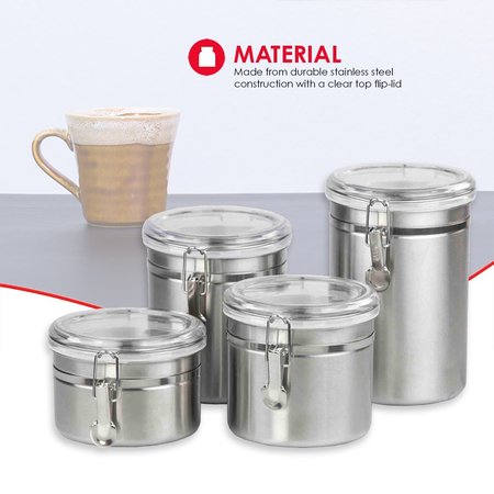 Hds Trading 4 Piece Stainless Steel Canister Set ZOR96031